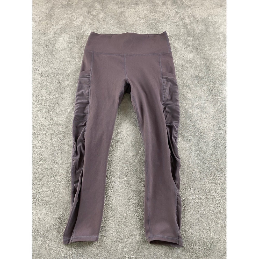 Fabletics Womens High Waisted Ruched Mesh Pocket Leggings Purple Size M